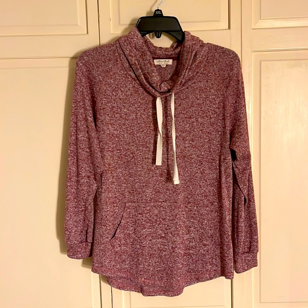 Red cowl neck sweater